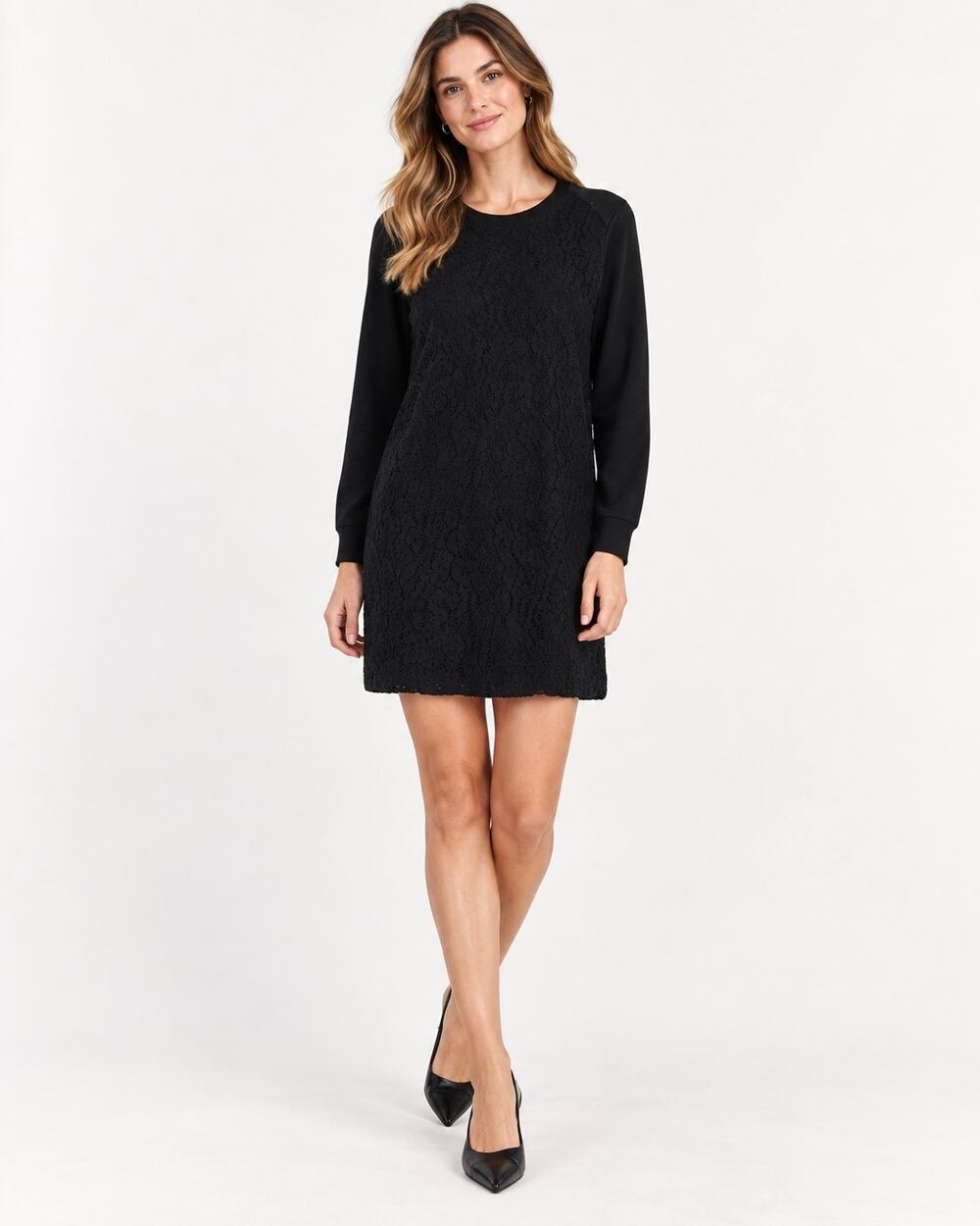 Vince Black Long Sleeve Shift Dress Womens M Silk Cotton Fall Preppy Classic